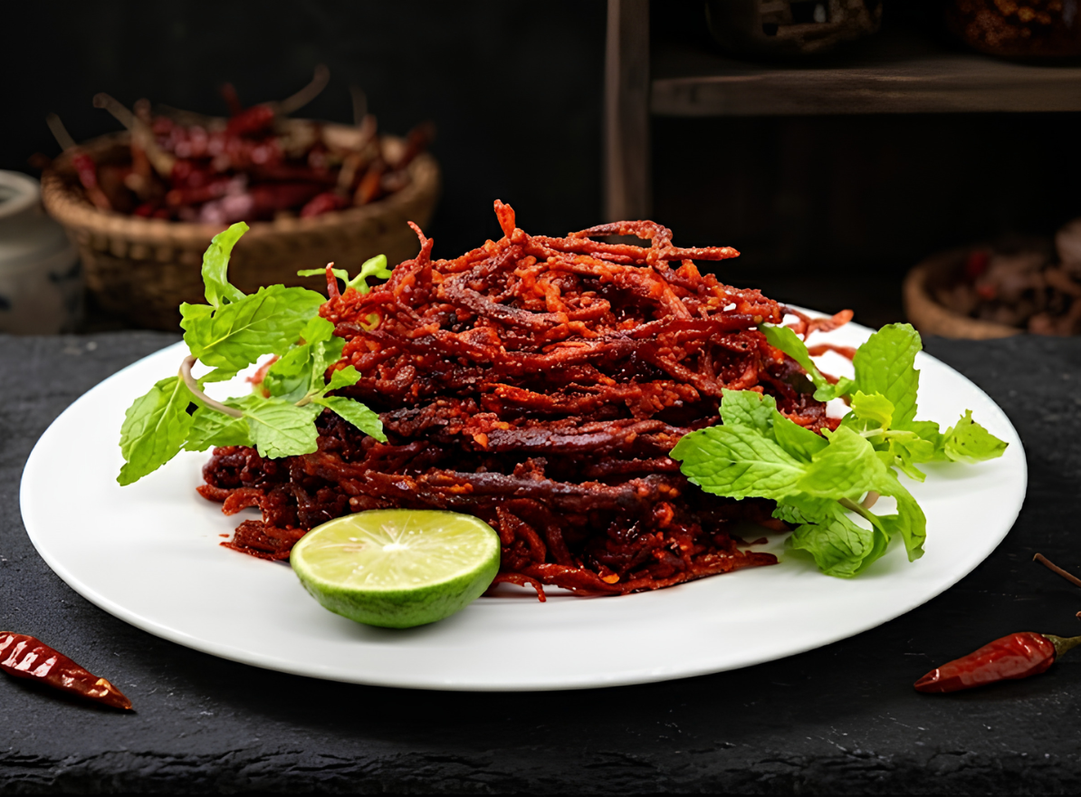 Thịt sấy khô ăn liền (Thịt heo + thịt gà) - NÂU DÀI (ND)